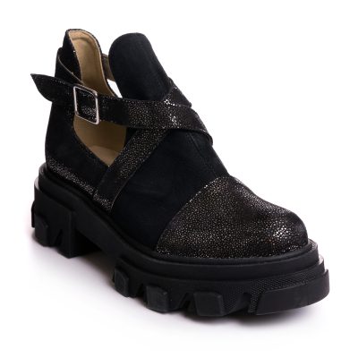 Ghete negre din piele naturala Hanna V31