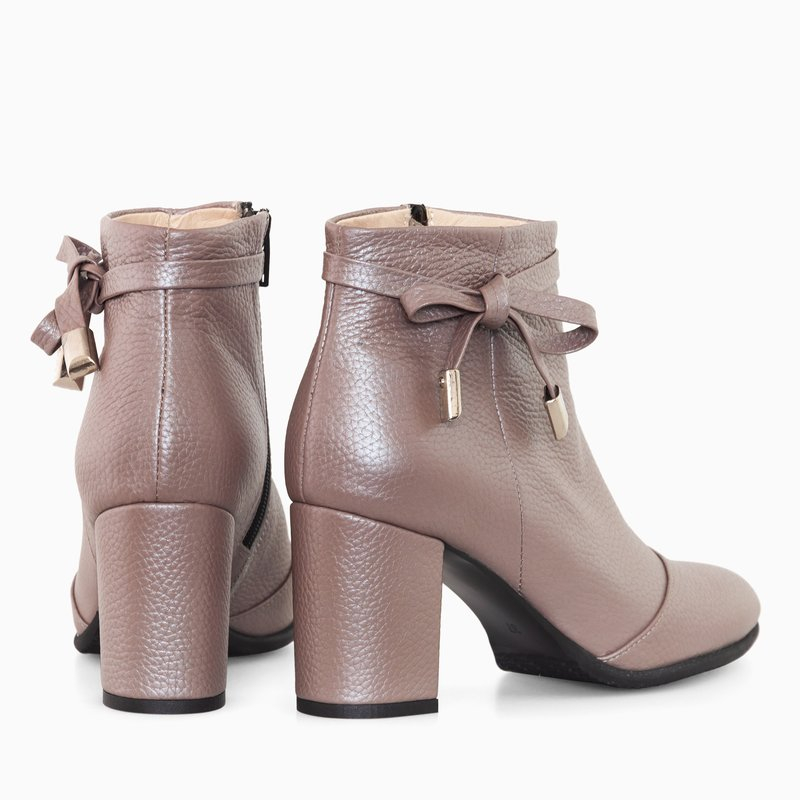 Botine grej din piele naturala Dora D17
