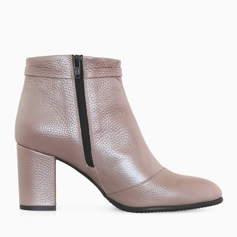 Botine grej din piele naturala Dora D17
