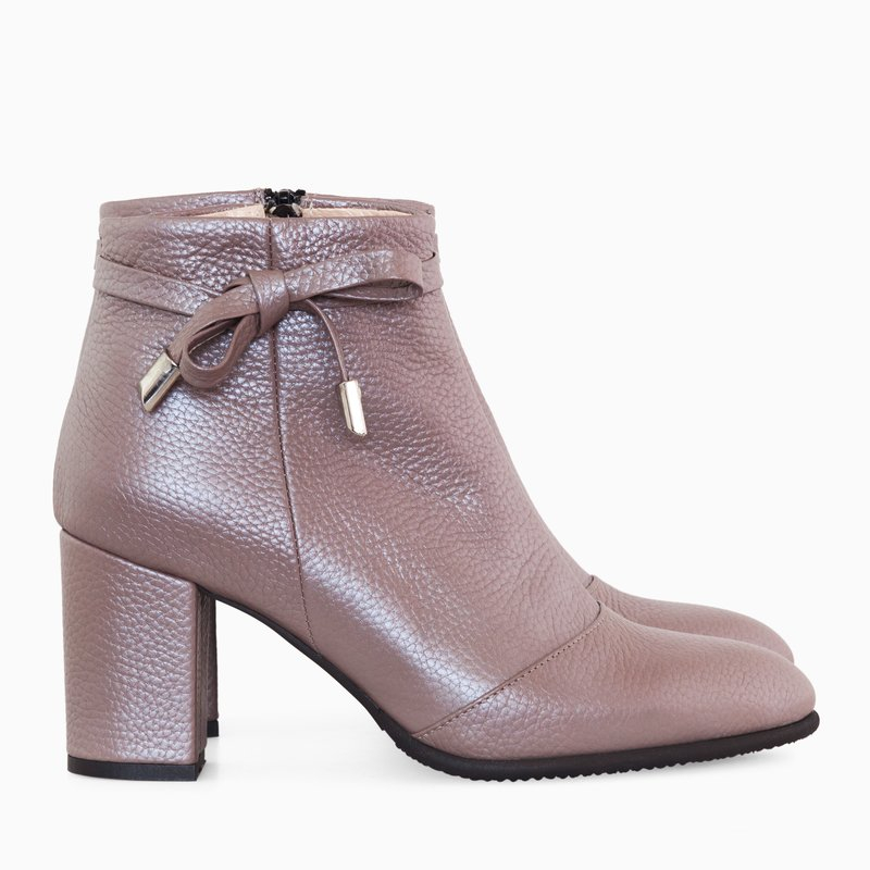 Botine grej din piele naturala Dora D17