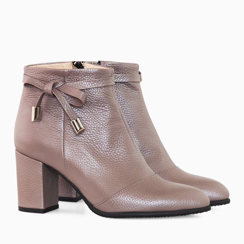 Botine grej din piele naturala Dora D17