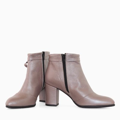 Botine grej din piele naturala Dora D17