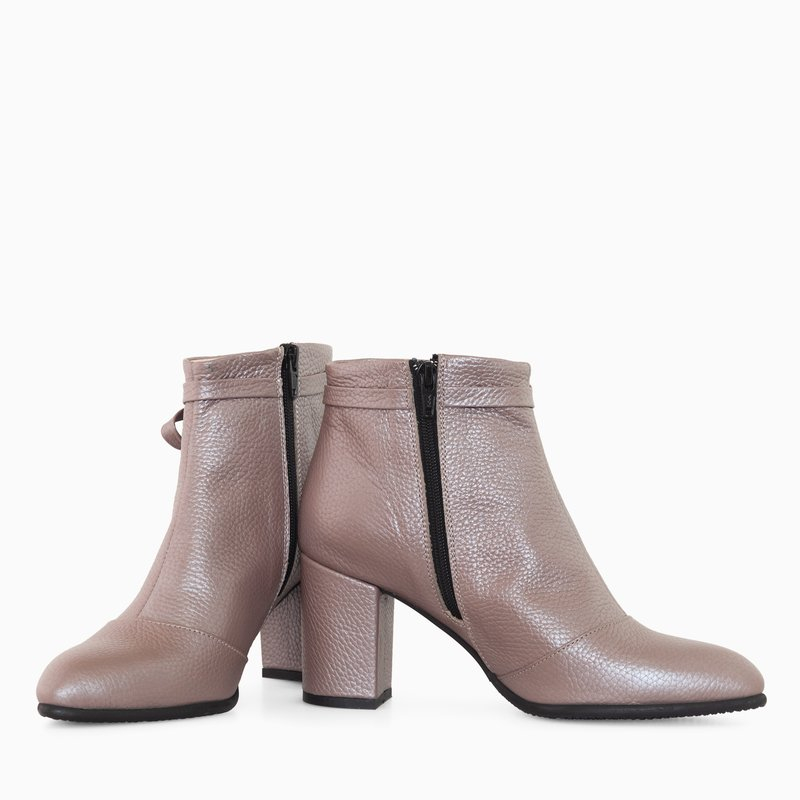 Botine grej din piele naturala Dora D17