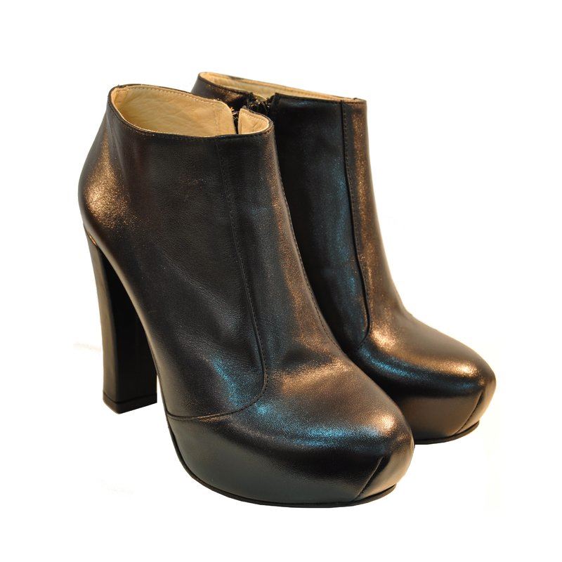 Botine din piele naturala D3, negru