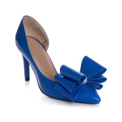 Pantofi albastri din piele naturala Stiletto Celia L11