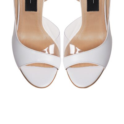 Pantofi albi din piele naturala STELA L11