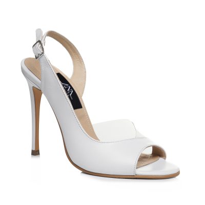 Pantofi albi din piele naturala STELA L11