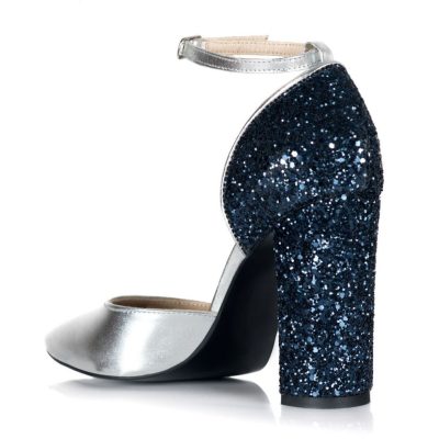 Pantofi argintii din piele naturala Edria S105