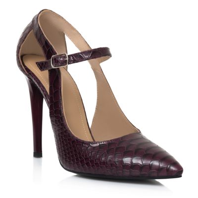 Pantofi bordo din piele naturala Siera L31