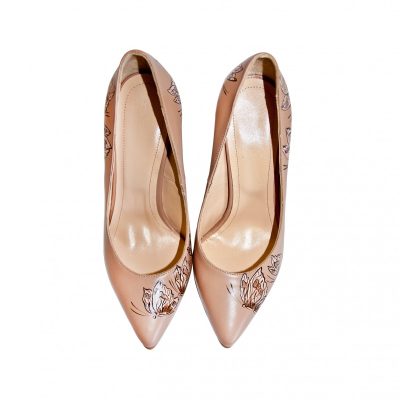 Pantofi cappuccino Ariel pictati manual L101