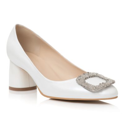 Pantofi Carma albi din piele naturala C99
