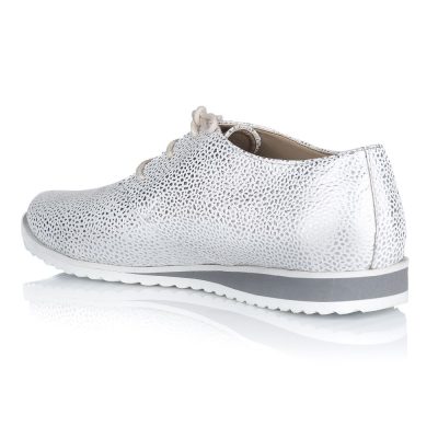Pantofi cu talpa joasa, bej cu insertii argintii V190