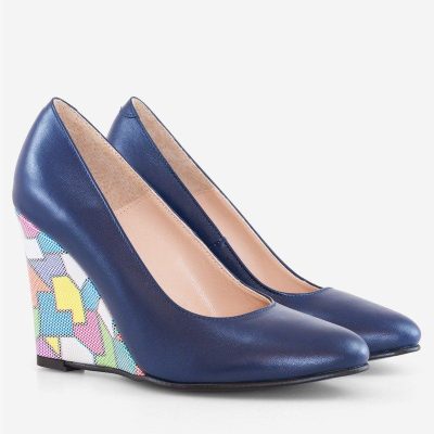 Pantofi cu toc ortopedic Naty bleumarin D12