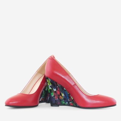 Pantofi cu toc ortopedic Naty rosii D15
