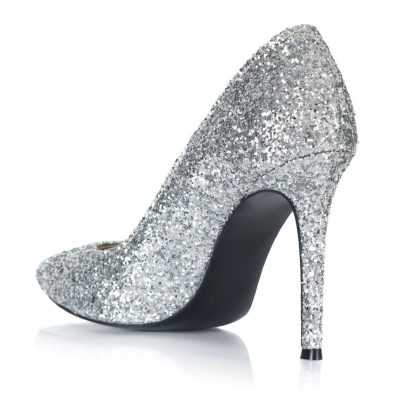 Pantofi glitter argintiu Stiletto L09