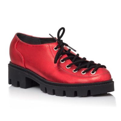 Pantofi piele Oxford IDA rosu V101