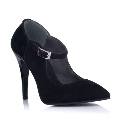 Pantofi piele Stiletto negri cu bareta V200
