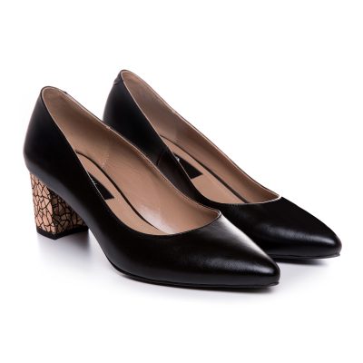 Pantofi negri din piele naturala Cleo L45