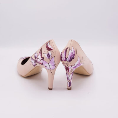 Pantofi nude Letty pictati manual L76