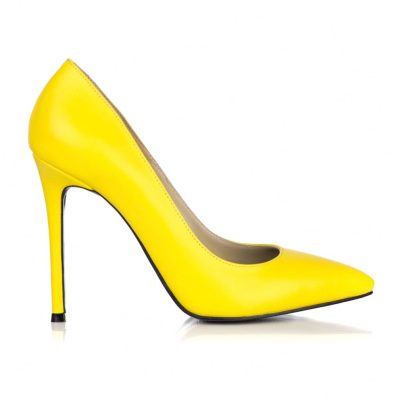 Pantofi piele Stiletto galben L07