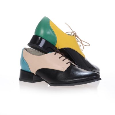 Pantofi Oxford combi, negru/bej