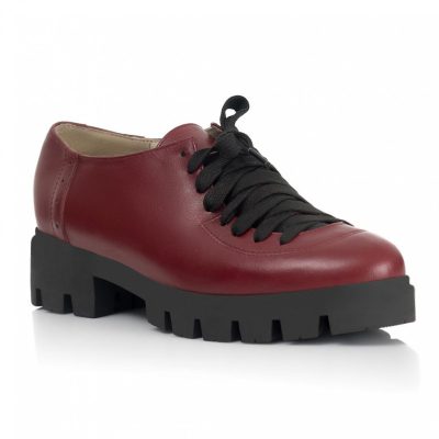 Pantofi piele Oxford Mady Bordo V09