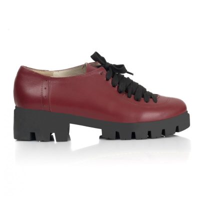 Pantofi piele Oxford Mady Bordo V09