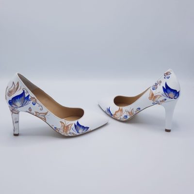 Pantofi piele pictati manual Alice C107