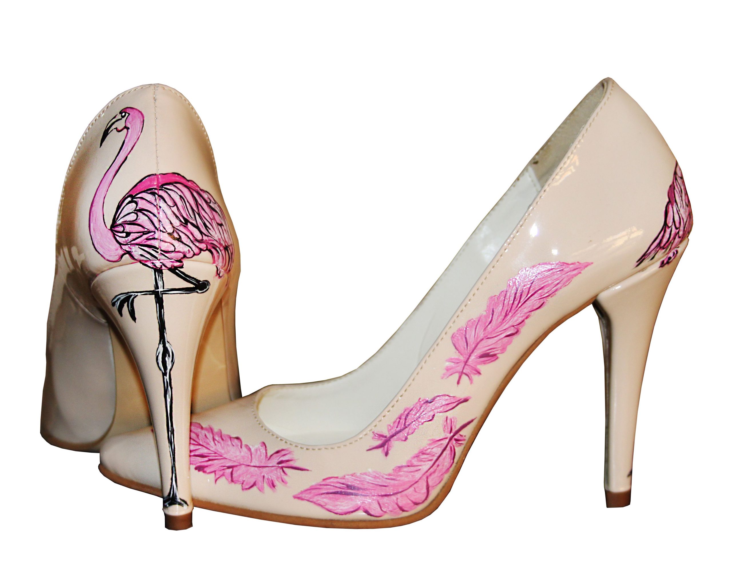 Pantofi pictati manual Pink Leaf Colectia CDS