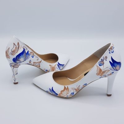 Pantofi piele pictati manual Alice C107