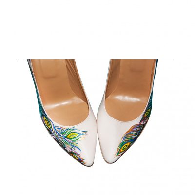 Pantofi piele pictati manual Stiletto Romantics
