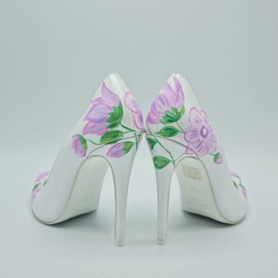 Pantofi piele pictati manual Purple Tulips VN 7