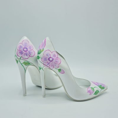 Pantofi piele pictati manual Purple Tulips VN 7