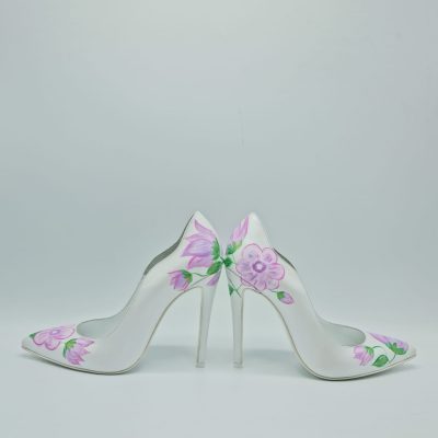 Pantofi piele pictati manual Purple Tulips VN 7