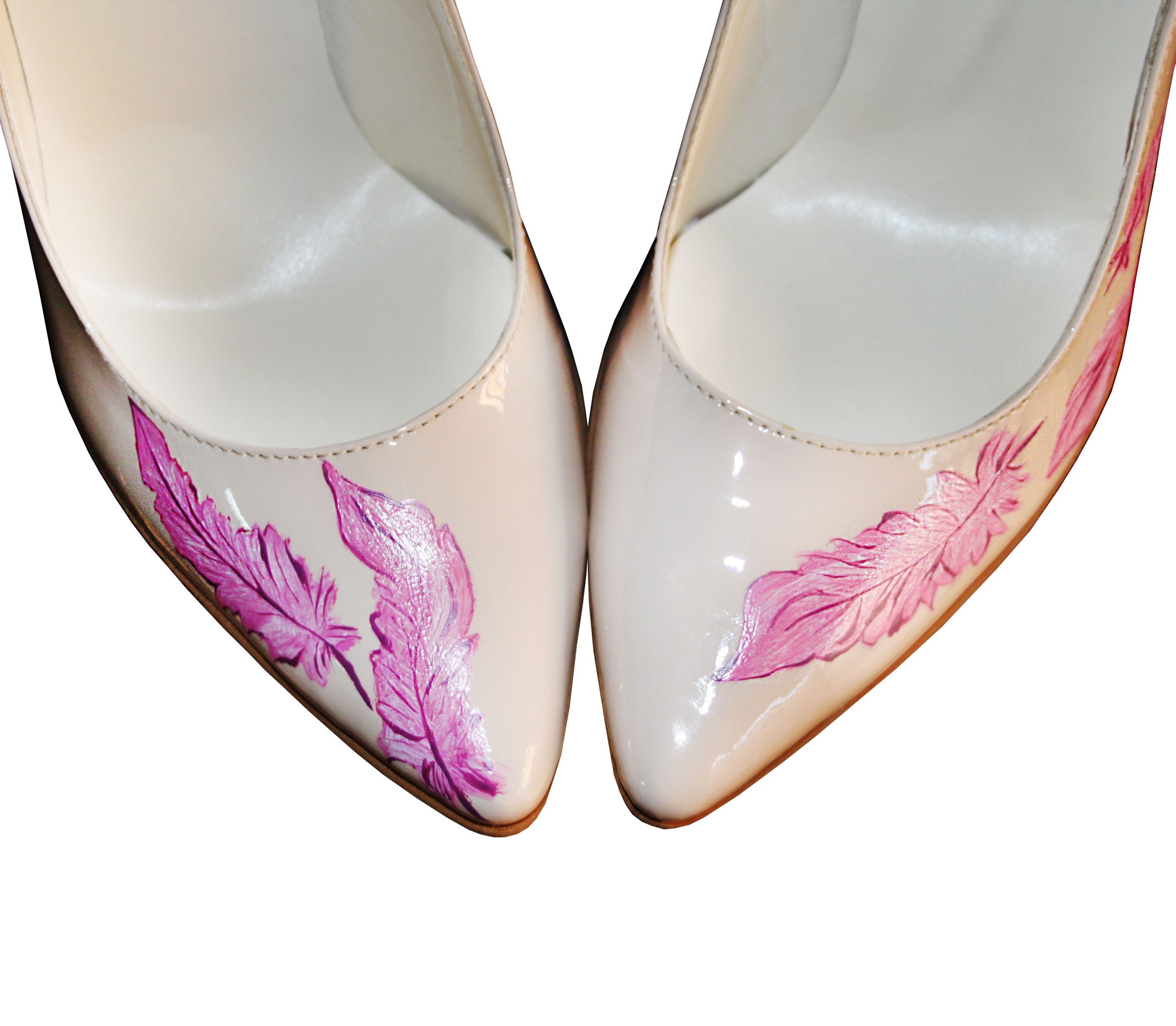 Pantofi pictati manual Pink Leaf Colectia CDS