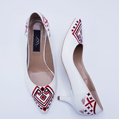 Pantofi piele Myra pictati manual Model Traditional L33