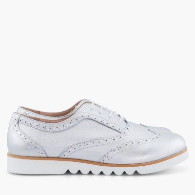 Pantofi piele Oxford Iris Argintii D10