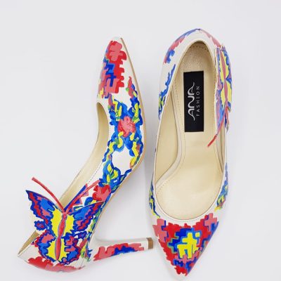 Pantofi piele Livia pictati manual Model Traditional L13