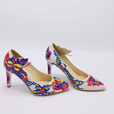 Pantofi piele Livia pictati manual Model Traditional L13
