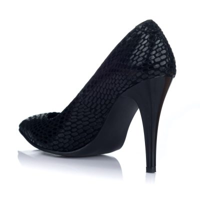 Pantofi piele Stiletto Imprimeu Sarpe negru V10