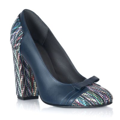 Pantofi piele Teo bleumarin V26