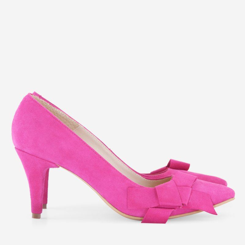 Pantofi fuchsia din piele intoarsa Estera D09