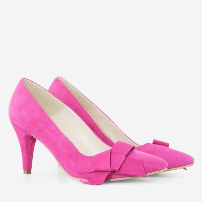 Pantofi fuchsia din piele intoarsa Estera D09