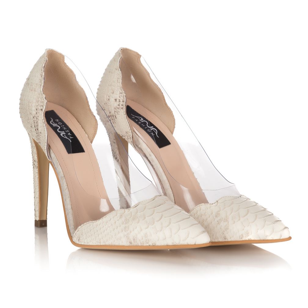 Pantofi piele la comanda Stilettos Croco bej M95