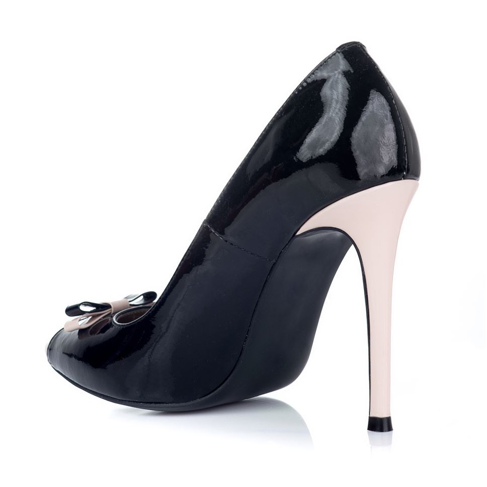 Pantofi Stilettos la comanda negru/bej L20