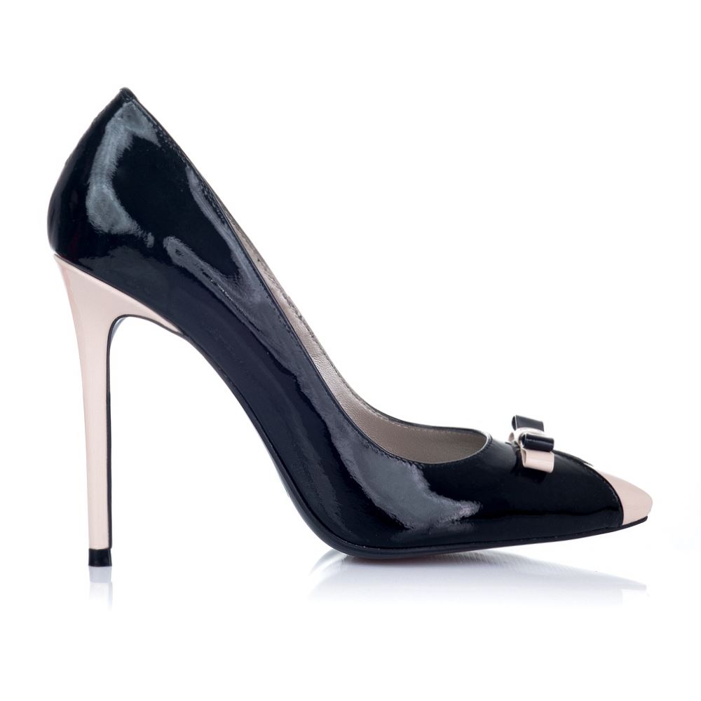 Pantofi Stilettos la comanda negru/bej L20