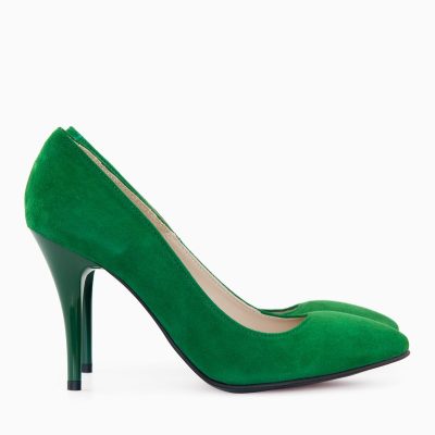 Pantofi piele intoarsa verde Vika D17