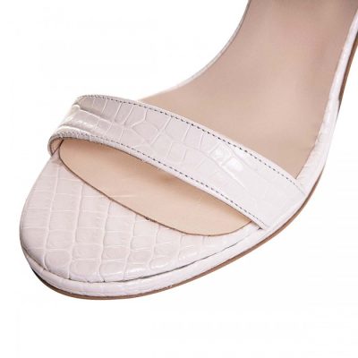 Sandale albe din piele naturala croco Davina S55