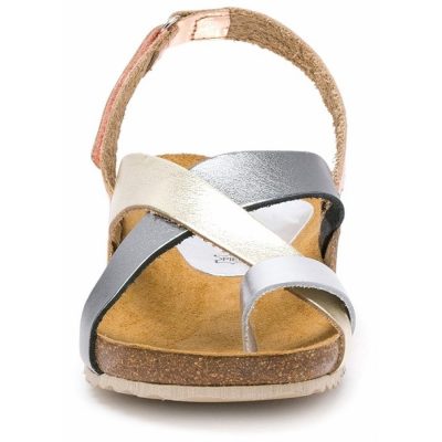 Sandale dama din piele naturala Aura, argintii