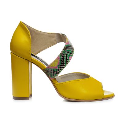 Sandale galbene din piele naturala Dely V17